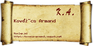 Kovács Armand névjegykártya